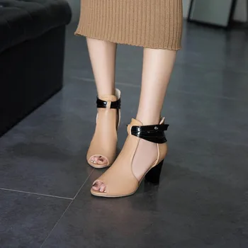 Velika Velikost 18 1 Visoke pete sandala ženske čevlje ženska poletje ženske Čiste barve Grobo-nagnila sandali