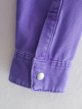 Vintage Vijolično tovora jeans jakne ženske priložnostne sashes bomber Jeans jakna Ženske jeseni Jean coats Outwear Vrhovi mujer chaqueta