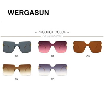 WERGASUN 2020 Moda Kvadratnih sončna Očala Ženske blagovne Znamke Oblikovalec Prevelik Padec Enega Kosa sončna Očala Nov Slog Odtenki UV400