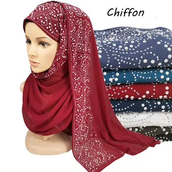 X5 10pcs Diamond ženske navaden mehurček šifon šal hidžab zaviti printe barva šali glavo muslimanskih hijabs rute/šal