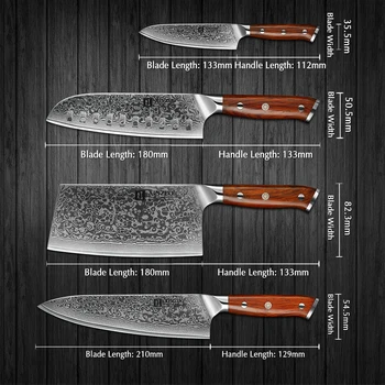 XINZUO 5PCS Nož Set Damask Jekla Kuhinjski Noži Magnetni Nož Stojalo za Jedilni pribor v Kuhinji Kuhar Postavlja z Rosewood Ročaj