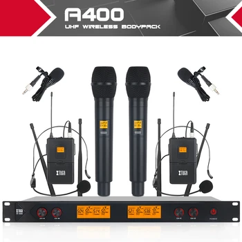 XTUGA A400 Kovinski Material 4-Kanal UHF Brezžični Mikrofonski Sistem z 2-Ročni 2 Bodypacks za Fazo Cerkev Družini Stranka