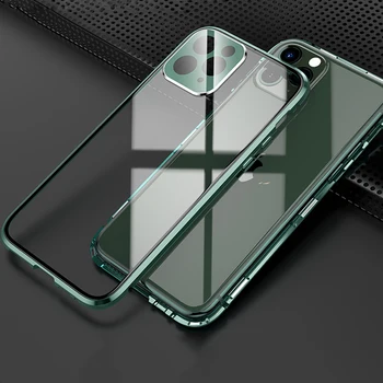 Za iPhone 11 Pro Max Primeru Dvojno Kaljenega Stekla, Pokrov & Fotoaparat Zaščitnik Nadgradnjo 360 Polno Armour Primeru Telefon Za iPhone 11 Serije