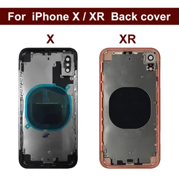 Za iphone X XR Baterije Zadnji Pokrov, Vrata, Zadnji Pokrovček + Ohišje sredini Okvirja Za iPhone X Xr Zajemajo Celotno Stanovanje Primeru Ne Flex Kabel