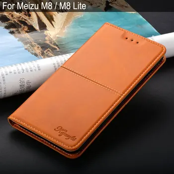 Za Meizu M8 Lite primeru luxury Letnik Usnja Flip cover coque s Stojalom Reža za Kartico telefon primeru za meizu m8 lite funda capa