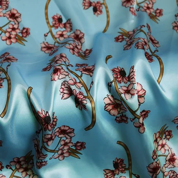 Za Meter Cvetlični Saten Tkanine Sijajni Mehko Šal, Majico Sleepwear Materiala Charmeuse