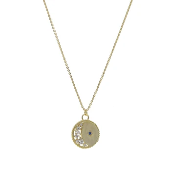 Zlatnik ogrlica geometrijske Krog disco Disk obesek vgravirana cz Luna star božično darilo klasičen modni nakit