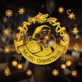 Zlato Santa Claus Snežaka Okno nalepke Božično Dekoracijo za Dom 2020 Vesel Božič Okraski Božič Novo Leto