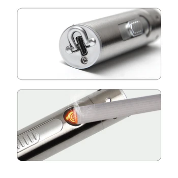 Zunanja Multi Funkcije Mini LED Svetilka + Vžigalnik za Cigarete + Infrardečo Svetlobo USB Polnjenje Aluminijeve Zlitine Svetilka Visoke Moči