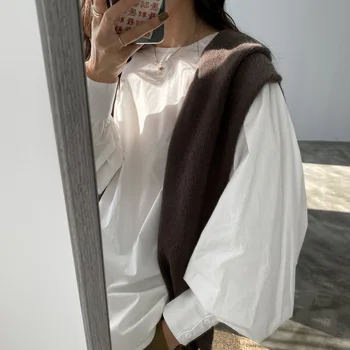 Ženske Elegantno Belo Bluzo 2020 Pomlad Luč Sleeve Solid Color Korejski Majica Nove Dame Vrhovi Ženski, Ki Je Na Zalogi