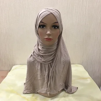 ženske navaden mehurček bombaž jersey šal, Glavo hidžab zaviti trdna instant šali foulard femme muslimanskih hijabs trgovina pripravljena za nošenje
