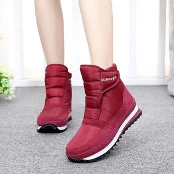 Ženske snow škornji 2021 moda trdna non-slip nepremočljiva zimski škornji ženske škornji plišastih toplo ženske čevlje kavljem in zanke gleženj škornji