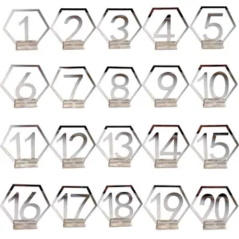 1-20 Poroka Tabela Številke Akril Zrcalno Srebrna Številke Ograde Tabela Stoji Kartice Številke Ploščo Decors Za Svate