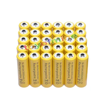 1-30pcs /veliko baterija Ni-MH AA 1,2 V 3000mAh Akumulatorska Baterija za zunanjo Vezavo Vrt led svetilka Rumene barve