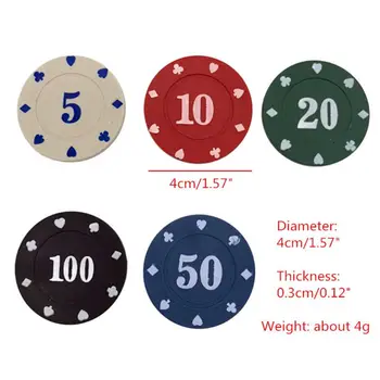 100 kozarcev Krogu Plastičnih Žetonov, Casino Poker je Igra s kartami Baccarat Štetje Pribor Kocke Zabava Čip 5/10/20/50/100