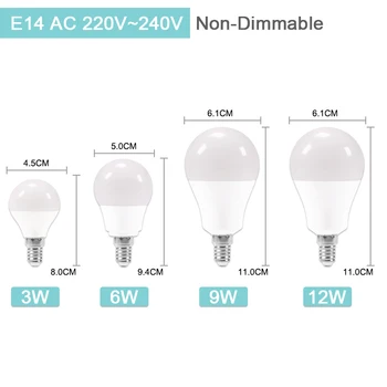 10pcs E27 LED Luči Žarnice E14 3W 6W 9W 12W 15W 20W Kompozitnega Aluminija LED Žarnica E14 AC 220V 240V Lampada Ampul Pozornosti
