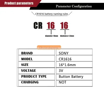 10pcs Sony Prvotne CR1616 Gumb Celično Baterijo Za Gledanje Avto Daljinski Ključ cr 1616 ECR1616 GPCR1616 3v Litijeva Baterija