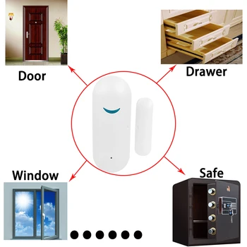 10PCS Vrata, Okna Senzor Pametnega Doma WiFi Vrata Odpiranje/Zapiranje Detektor Alarm Združljiv Alexa googlova Domača stran IFTTT Tuya / Smart APP Življenje