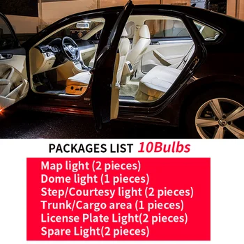 10x Canbus Napak LED Notranja Luč Kit Paket za 2004-2008 Acura TSX Pribor Zemljevid Dome Trunk Licenco Svetlobe