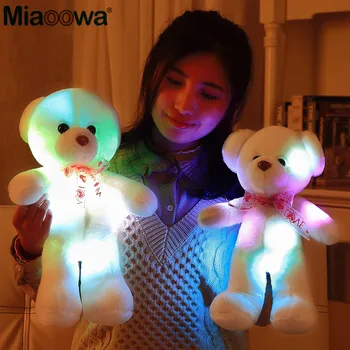 1pc 45 cm Ustvarjalne prižgejo LED medvedek Nagačene Živali Plišastih Igrač Pisane Žareče medvedek Božično Darilo Igrača za Otroke