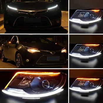2 Kos Ultrathin Avto LED Trakovi Luči DRL Dnevnih Luči Dvojno Barvo Prilagodljivo LED Vključite Signal Angel Eyes Lučka Avto Styling