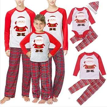 2019 Božič Družinski Pižamo Določa Odrasli Otroci pižame Družino Videz Sleepwear Božič Družinski Ujemanje Oblačila Vrhovi in Hlače 2 Kosov