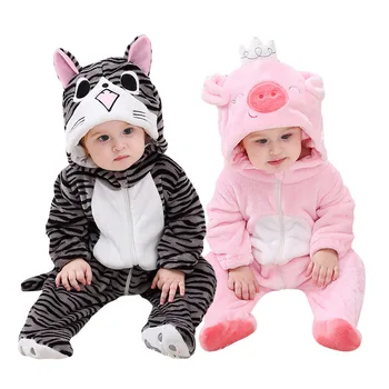 2019 Otroška Zimska Oblačila Novorojenčka Toplo Romper Živali Hooded Kostum Otroke Božič Obleke Nove Modne Baby Dekle Jumpsuit