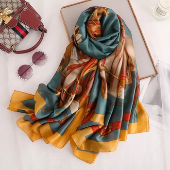 2020 Luksuzne blagovne znamke hidžab poletje ženske šal mehko dolgo tiskanja svilene rute lady šal zaviti pashmina ruta plaži stoles ruta