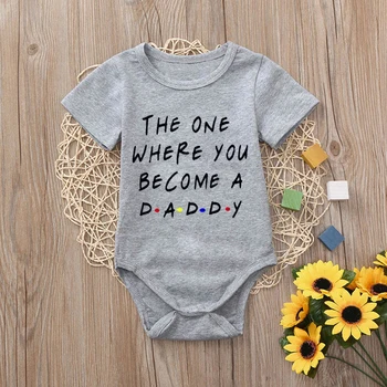 2020 Moda Baby Fantje Dekleta Priložnostne Igralne Obleke Poletje Kratek Rokav Pismo Tisk, Tanek Oddelek Newborn Baby Oblačila Sivo Onesie