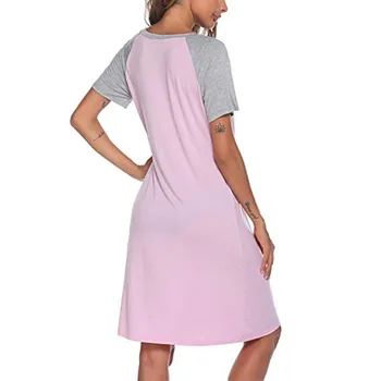 2020 Žensk Hišna Obleke Nightgowns Sleepshirts Sleepwear Srčkan Spanja Majica Pismo Natisnjeno Obleko Noč Kratek Rokav More