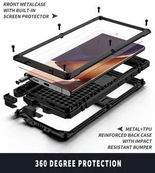 360 Popolno Zaščito Za Samsung Galaxy Note 20 Ultra Primeru Kovine Za Samsung Note 20 Primeru Shockproof Mobilnega Telefona Primerih Funda Imetnika