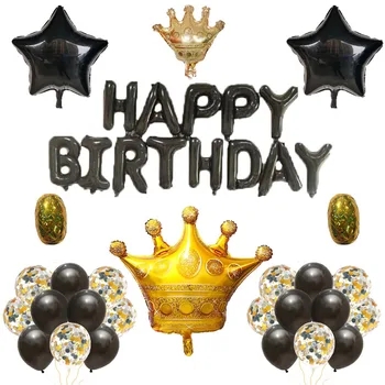 39pcs Happy Birthday, Napihljive Balone Krono iz Lateksa Ballon Rojstni Okraski Otroci Baby Tuš Dekle, fant Pismo Globos