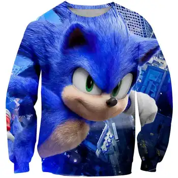 3D Sonic hedgehog Otroci Hoodie Plašč, Otroci Sweatshirts Puloverji Vrhnja oblačila Kostum Fantje, Dekleta obleke Pulover Ulične