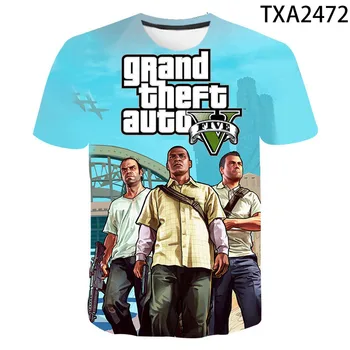 3D tiskanje Grand Theft Auto (Gta), ki je natisnjena moška T-shirt poletje kratka sleeved priložnostne otroška T-shirt krog vratu tee vrh