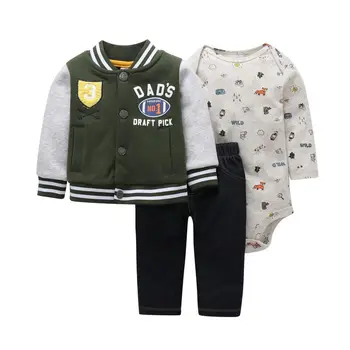 3PCS Unisex Baby Boy Oblačila Baby Bodysuits+Suknjič+Hlače Poln Rokav Bombaž Hooded Baby Girl Obleke Pozimi Zadrgo Kompleti Oblačil