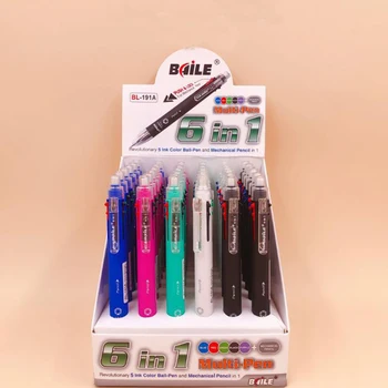 4 Kos/set Kawaii Clip-on Multi 6 V 1 Plastičnih 5 Barv Pritisnite Kemični svinčniki Vsebuje 1 Mehanske Svinčnik korejski Tiskovine Darilo