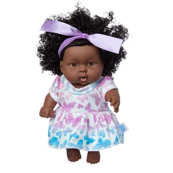40# Igrače Za Otroke Črno Afriško Črno Baby Lepe Kodraste Črne 8-palčni Vinilni Otroška Igrača Humanoid Lutka Darilo Igrača Rojstni dan Darila