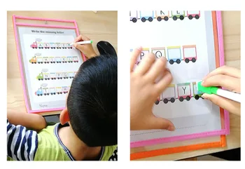 4Pcs/Nastavi prosojno Suho Krtačo Vrečko Otroci Risalno Desko DIY Slikarstvo Doodle Kolorit Učenje Izobraževalne Igrače Za Otroke Darila