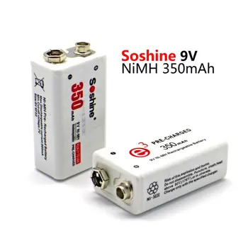 4PCS Soshine Ni-MH 9V 350mAh polnilne baterije 9V baterije za polnjenje Ni-MH Baterije Z Soshine 9V V4 EU Polnilnik Baterije