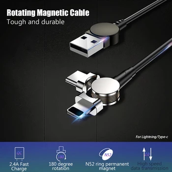 540 Vrtenje Magnetnih napajalni Kabel Micro USB Tip C Kabel za iPhone Xiaomi Magneta Kabel Polnilnika Mobilni Telefon Kabel USB C Kabel