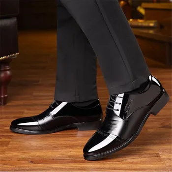 6 cm Visoke Pete, Čevlji za Moške Usnje Obleka, Čevlji Oxfords Čipke Črnega Mens Uradni Čevlji Moški Klasičnih Stanovanj Sapatos Sociais