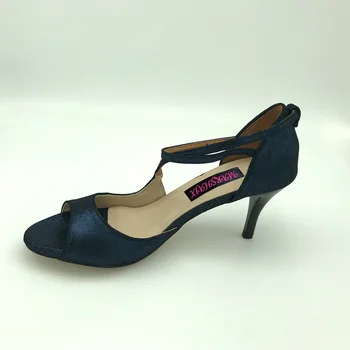 7.5 cm pete Flamenco Plesne Čevlje Argentina Tango Čevlji pratice čevlji MST6291DBSL Usnje Težko Edini 9 cm peto, na voljo tudi