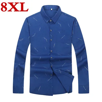 7XL 8XL novo Pomlad plus jeseni moška Majica Socialne Priložnostne velika velikost Majice z Dolgimi Rokavi Moški Oblačila
