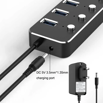 Aluminij Zlitine 4 / 7 Vrata USB 3.0 Hub Sub-control Stikalo HUB 60/120 cm Kabel Stanuje 5Gbps Splitter Z CE Certifikatom EU Polnilnik