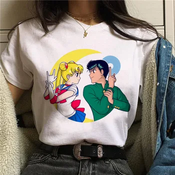 Anime Sailor Moon 2021 T-majice, Tiskanje Dame T-shirt Dame Priložnostne Osnovno O Vratu Bela Trdna Majica Kratek Rokav Tee Ženske