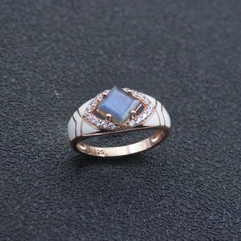 Anzogems naravnih labradorite nakit sklopov pravi 925 sterling srebro emajl uhani prstan gemstone nakit za ženske, darilo 2020