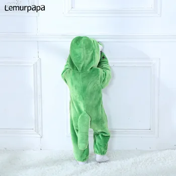Baby Boy, Girl Obleke Romper Onesie Novorojenčka Risanka Zelena Kača Kostum Smešno Sleepwear Flanela Topla Zimska Oblačila Za Malčke