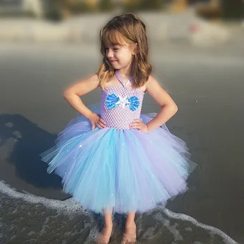 Baby Dekleta Morska Deklica Princesa Tutu Obleko Otroci Kvačkanje Lupinarjev Pearl Til Obleko Otrok Rojstni Dan Kostum, Obleke Cosplay