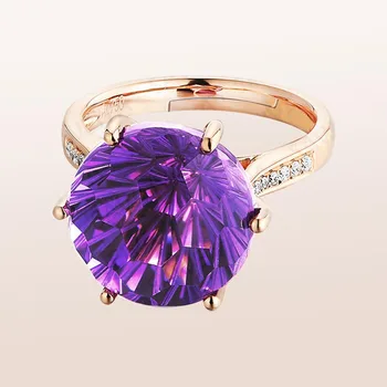 Bague Ringen prišlekov Srebro 925 Nakit Prstani Za Ženske Geometrijo Ametist Temperament Rose Gold Barvi Zaročni prstan