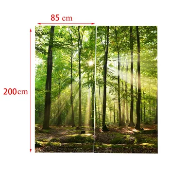 Bambusov Gozd Natisnjeni Blackout Zavese Za Spalnico Okna, Zavese Za dnevno Sobo 85% Senčenje 3D Višina 200 cm Širina 170 cm